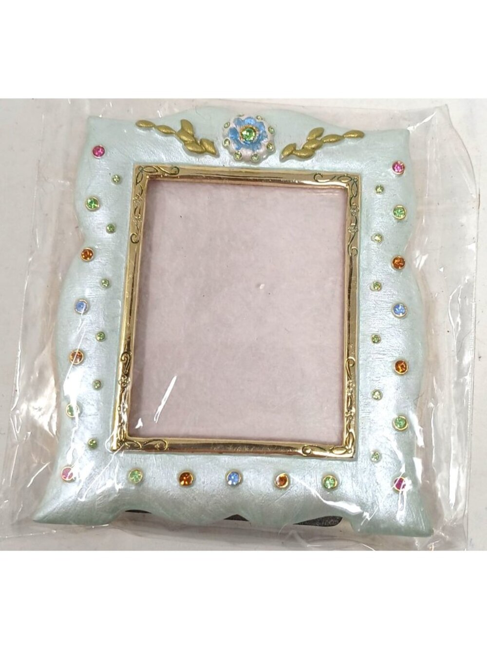 DZ Decorative Jeweled Picture Frame Elegant Gold Trim & Colorful Crystals #J-5